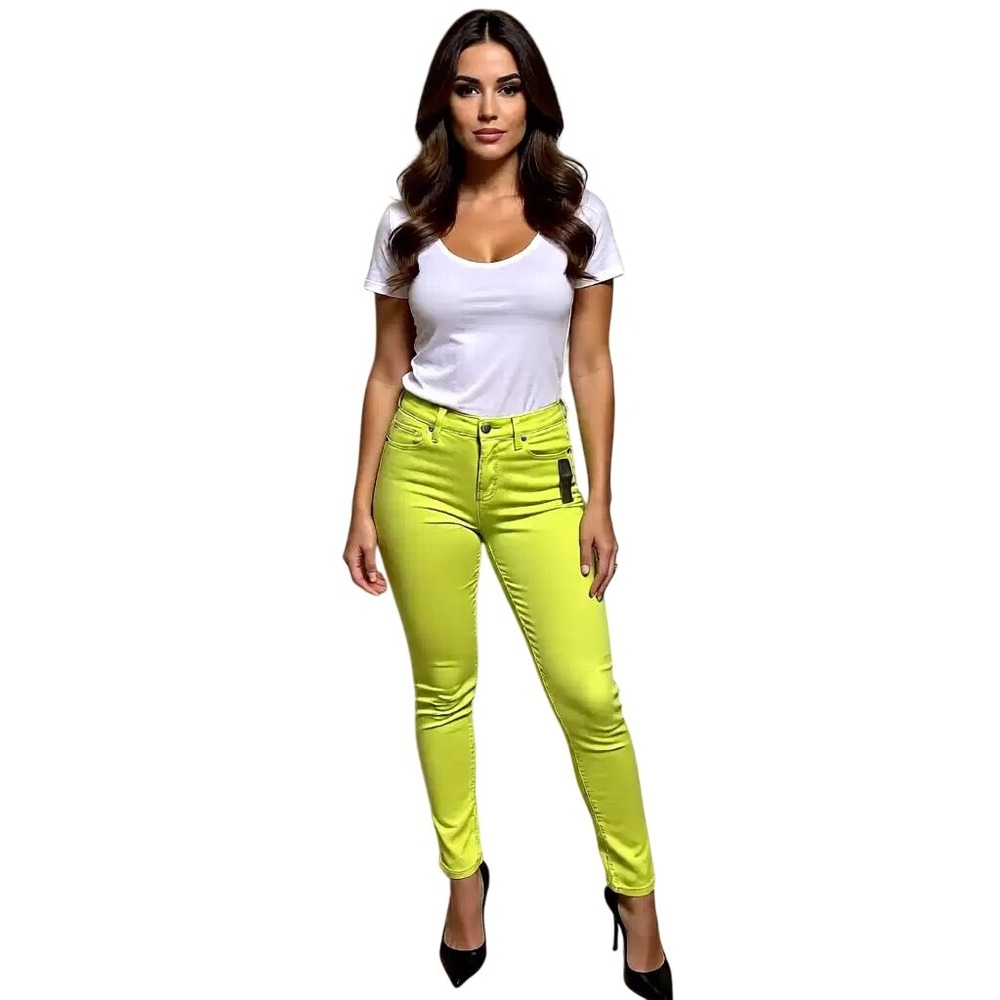 JCPenney Skinny Jeans Women Bright Lime Green Size 27 4 NWT